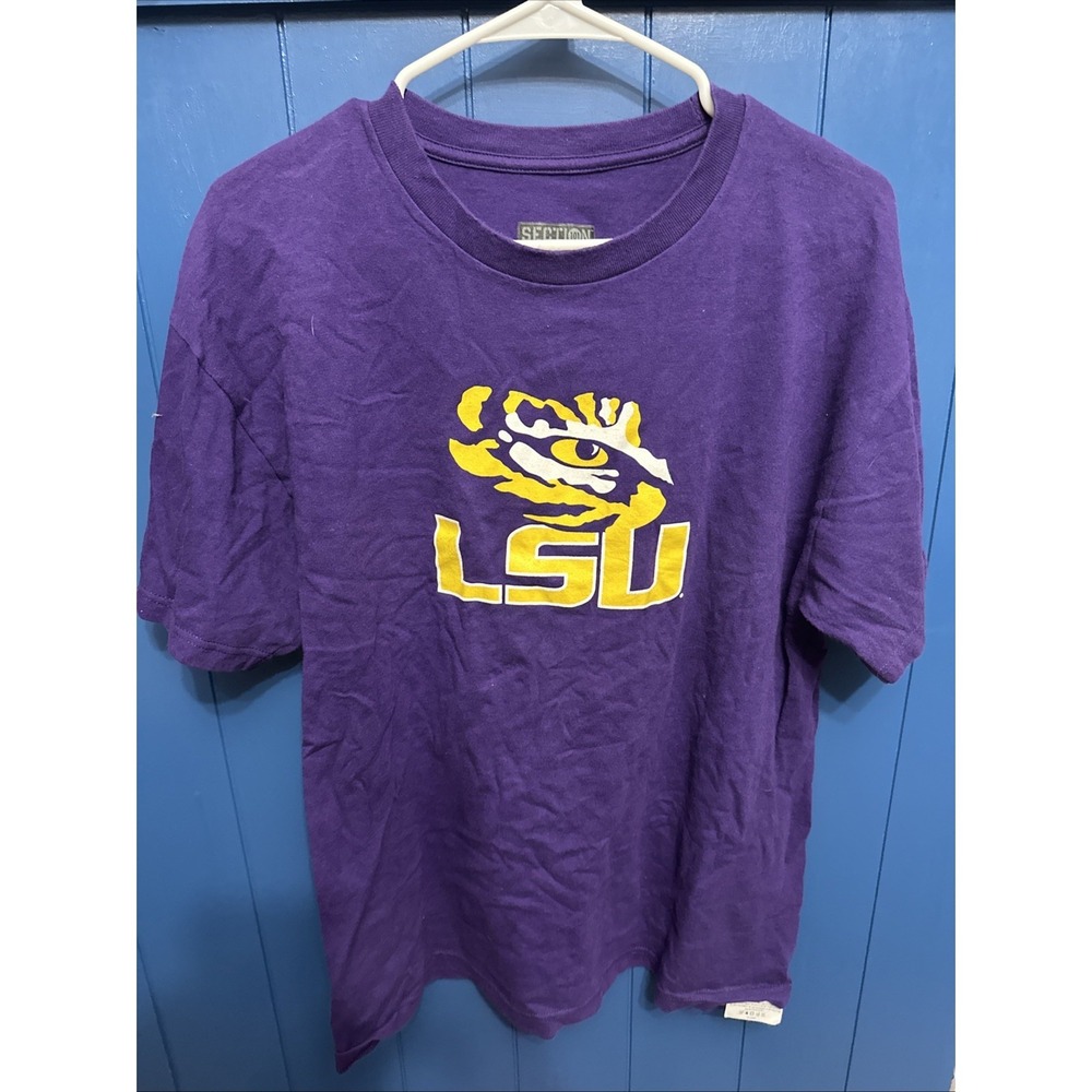 Men's Section 101 Majestic LSU Tigers Purple Graphic T-Shirt Large Louisiana